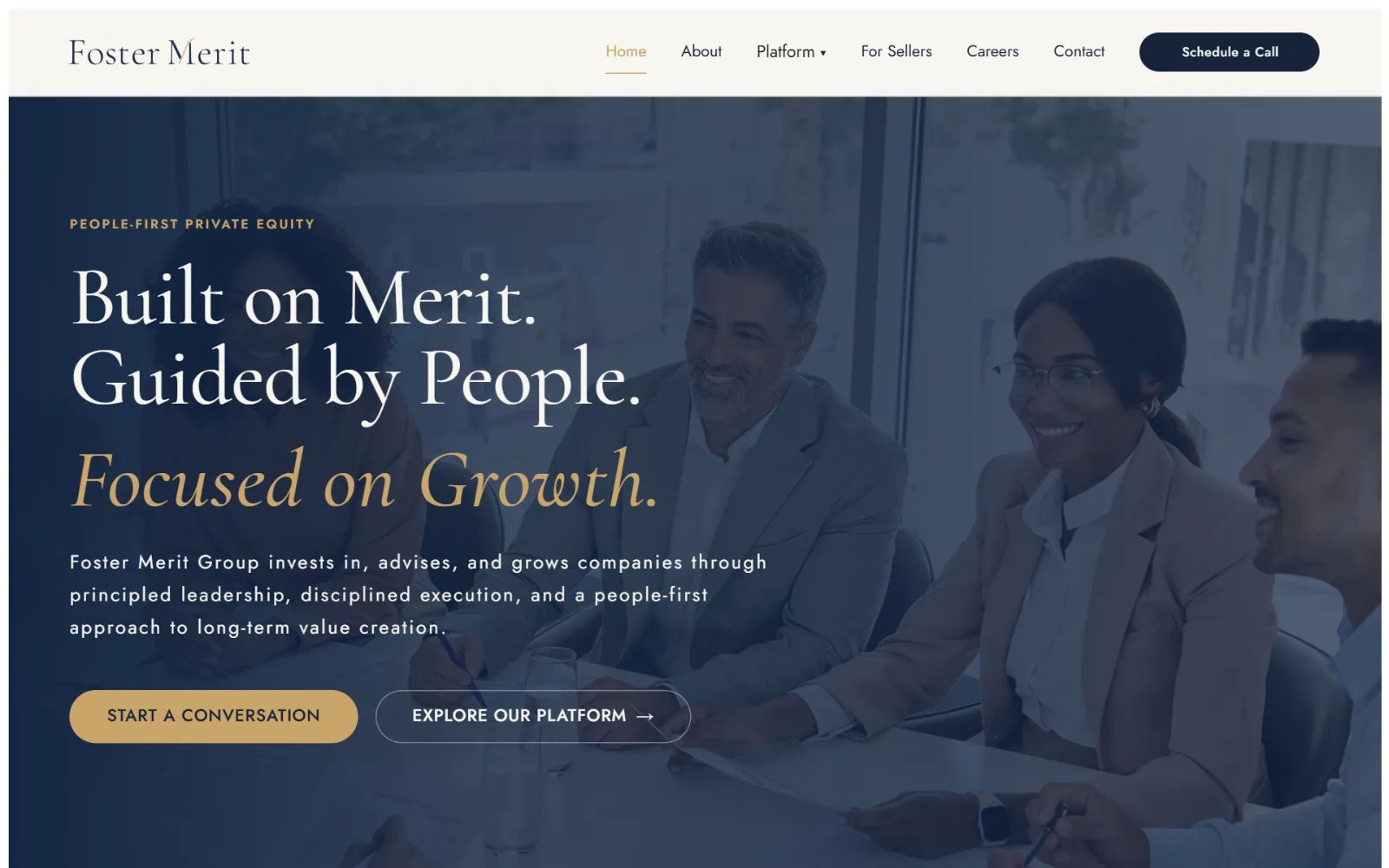 Foster Merit homepage on desktop
