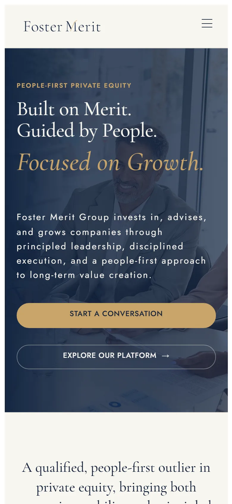 Foster Merit homepage on a phone