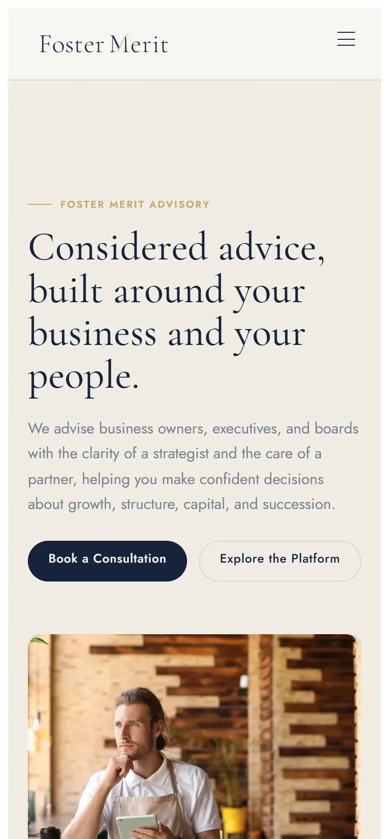 Foster Merit Advisory page on a phone