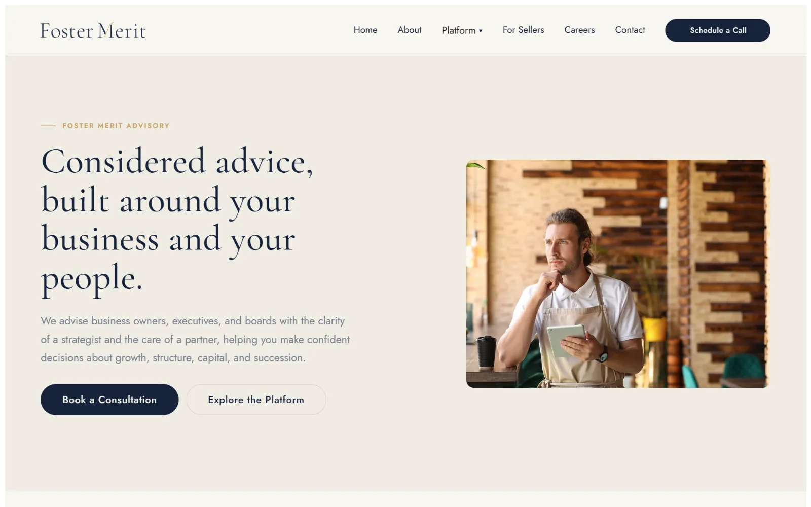 Foster Merit Advisory division page on desktop