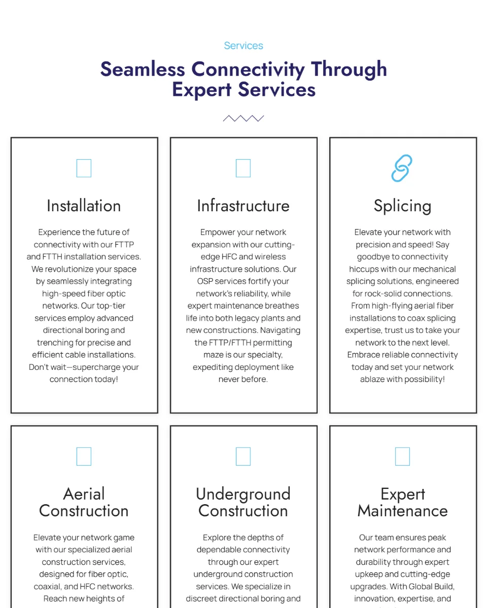 Global Build homepage services overview