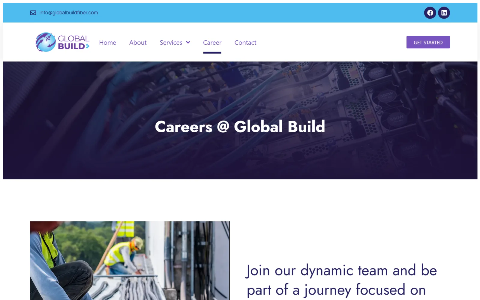 Global Build careers page on desktop
