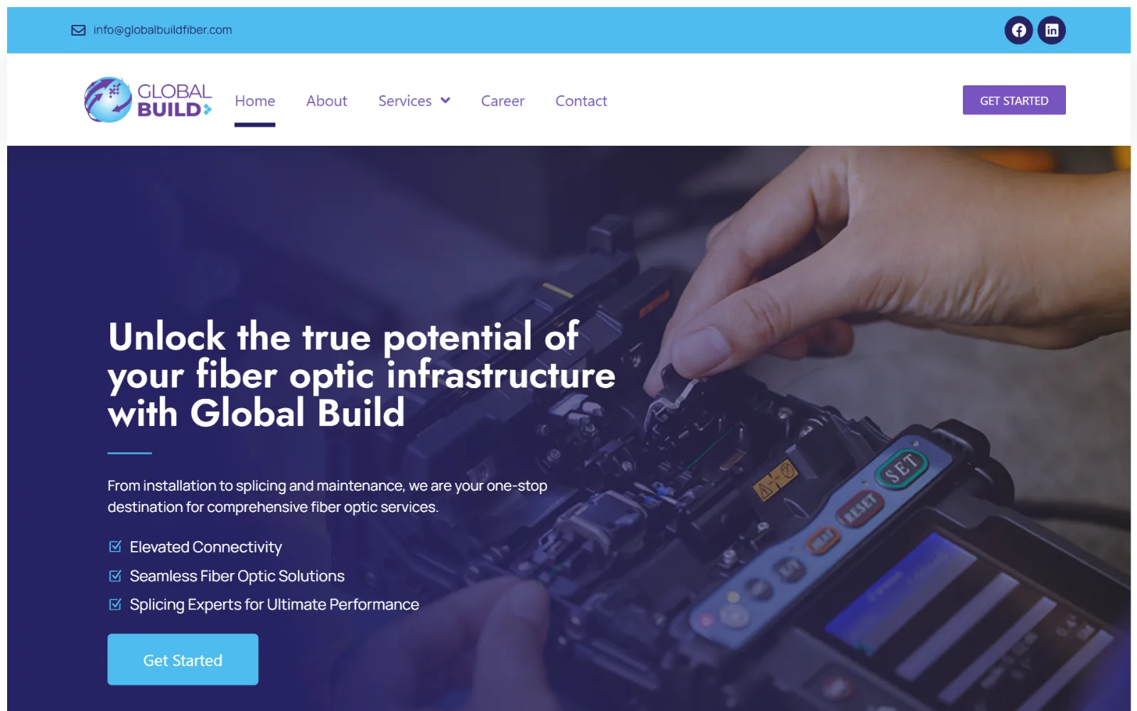 Global Build homepage on desktop