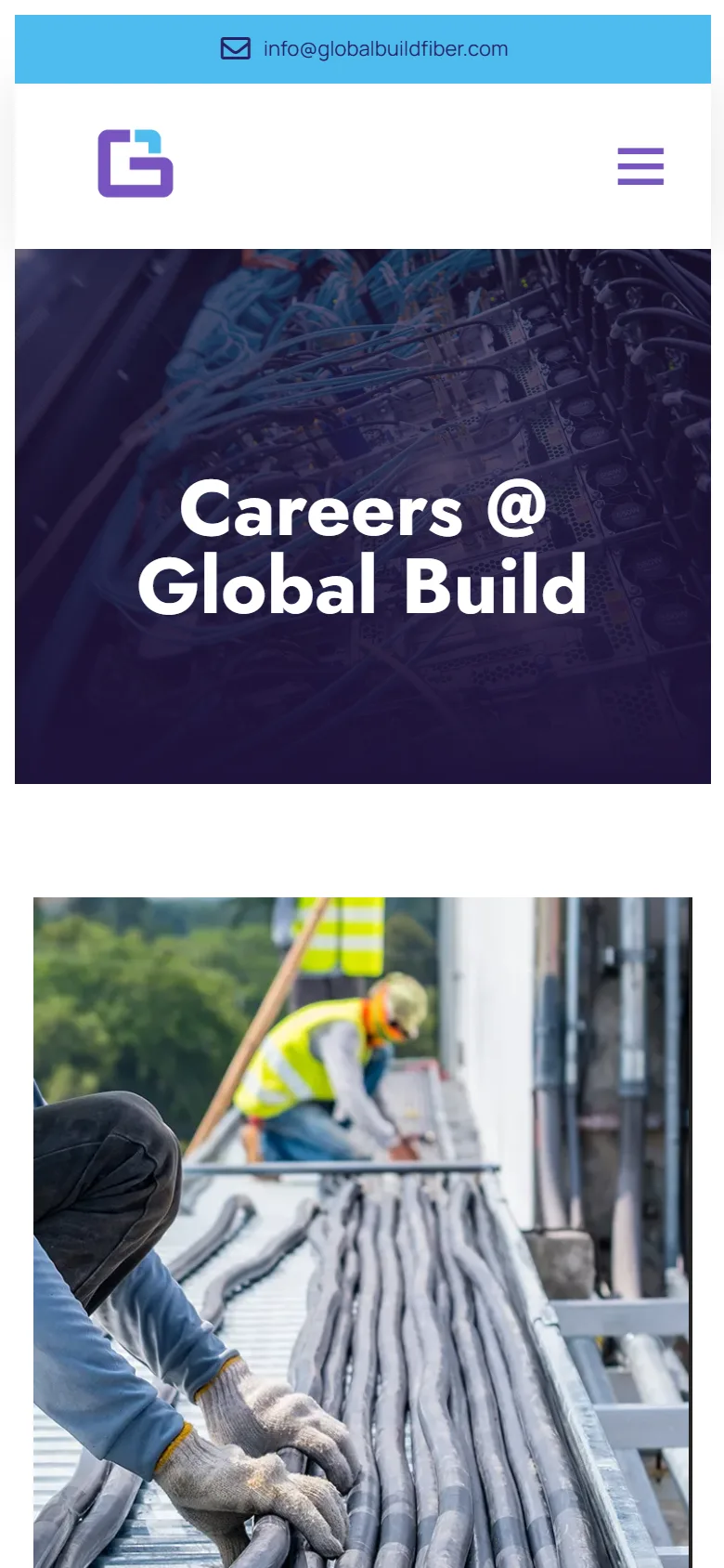 Global Build careers page on a phone