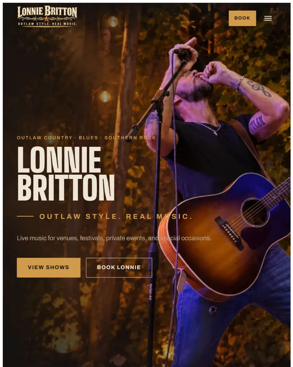 Lonnie Britton logo and homepage hero