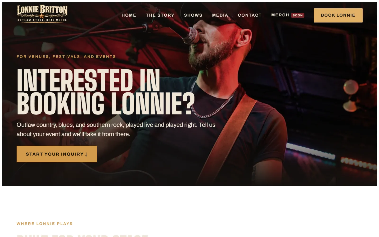 Lonnie Britton booking page on desktop