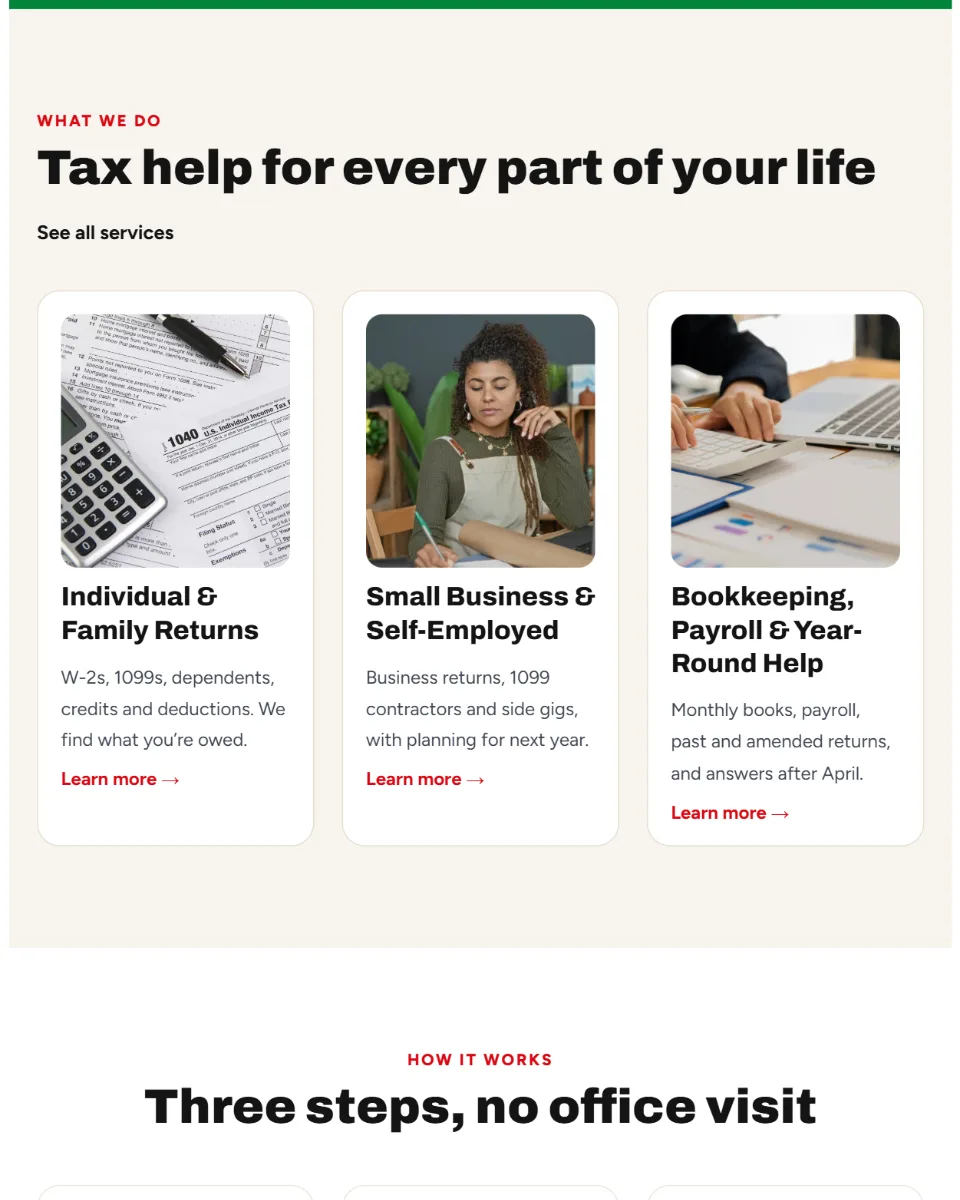 Income Tax Shop service cards