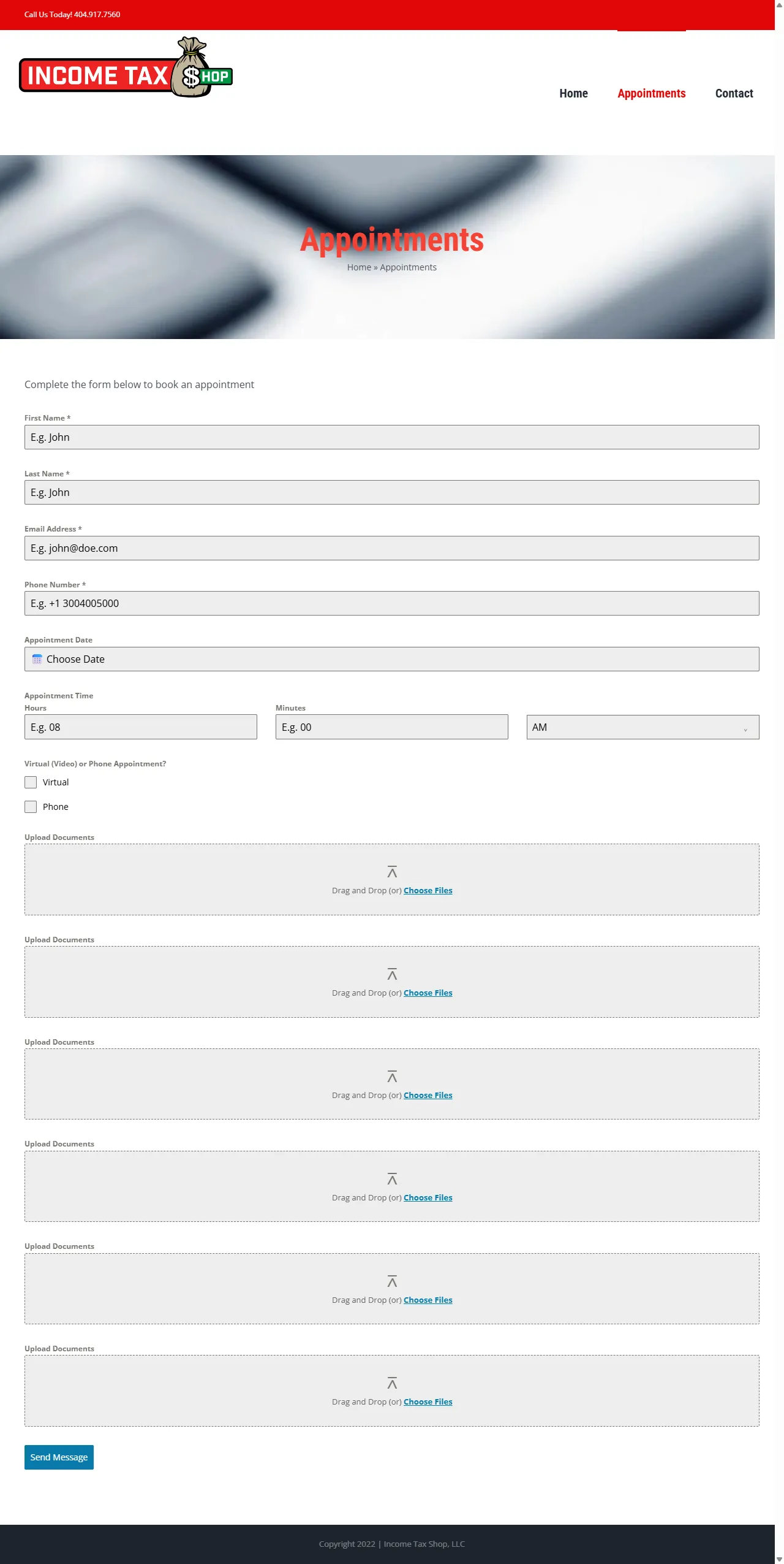 The original page before the redesign