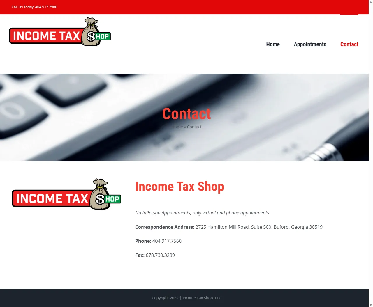 The original page before the redesign