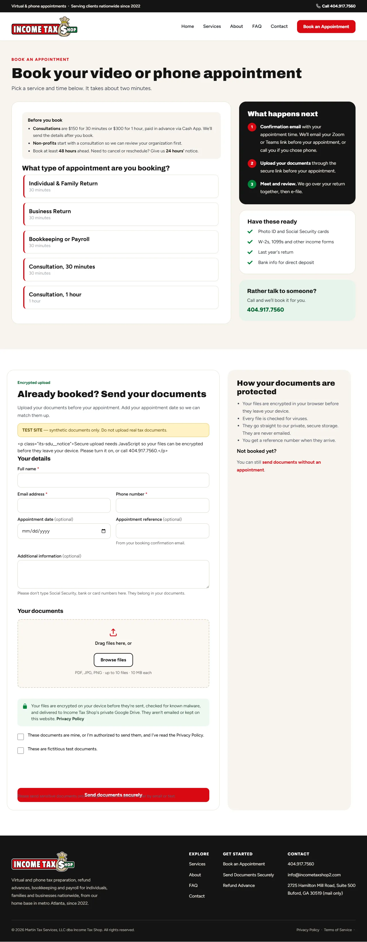 The redesigned page