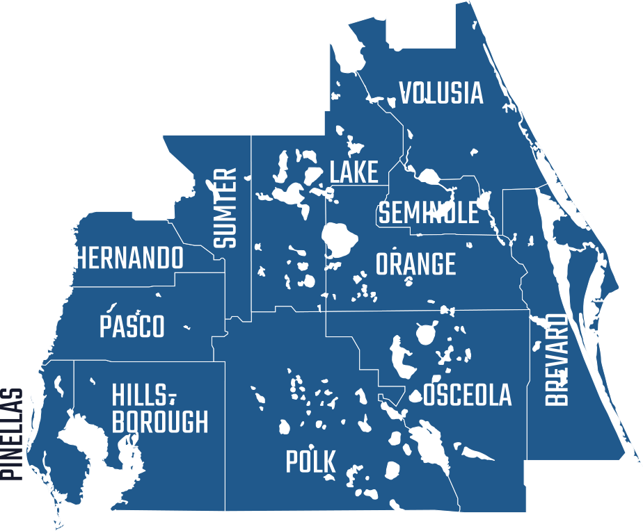 Insyte Security service area map of Central Florida counties