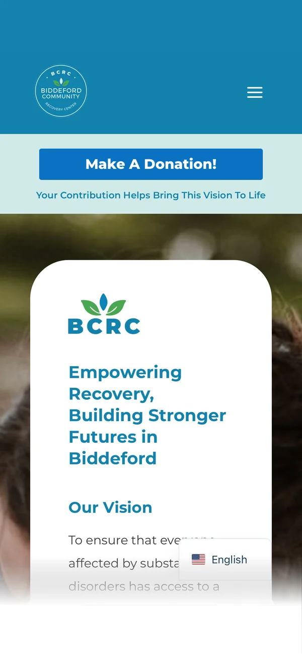 Biddeford Community Recovery Center website on mobile