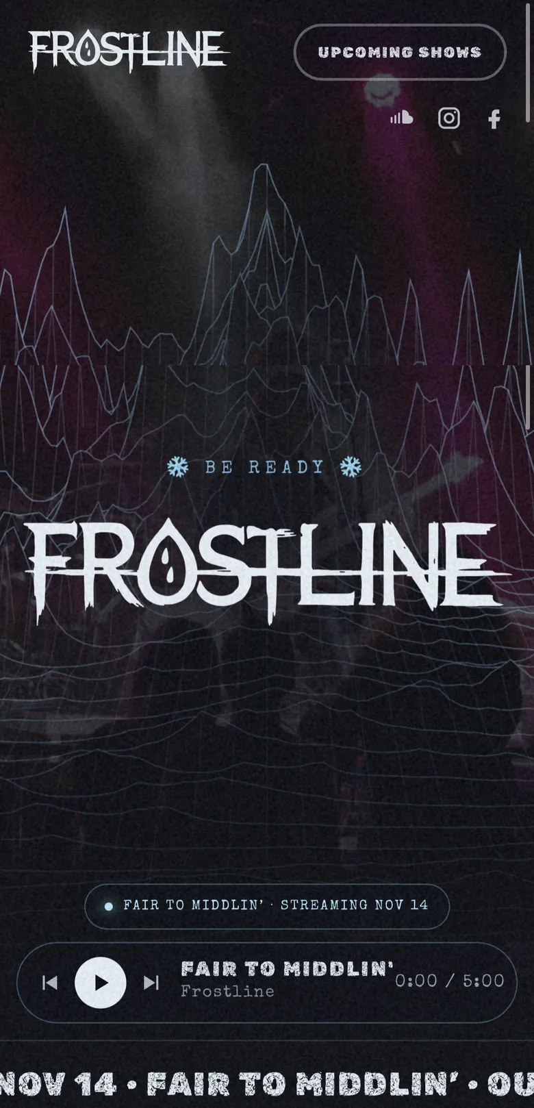 FrostLine concept site on mobile