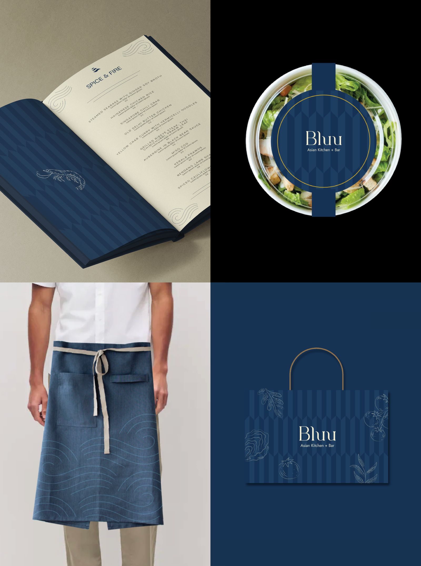 Bluu takeaway bag and menu design by STRE