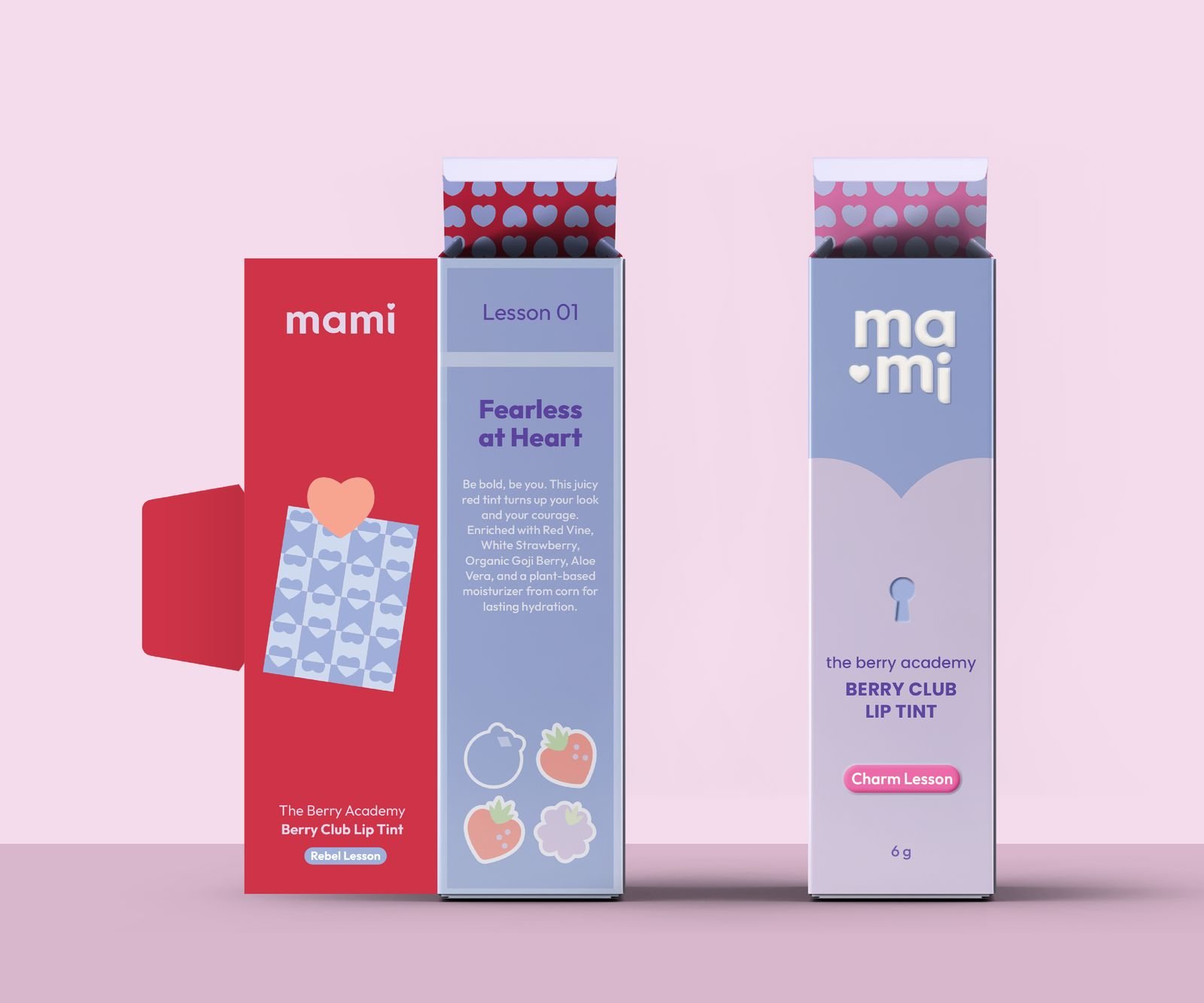 Mami lip tint boxes, packaging design by STRE