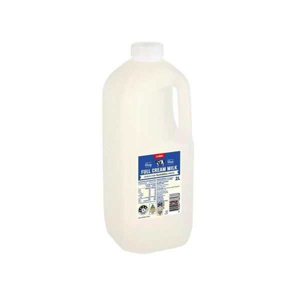 Coles full cream milk, 2 litres