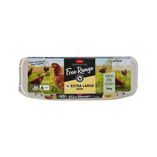Coles free range eggs, 12 pack