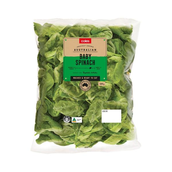 Coles baby spinach, 120 grams
