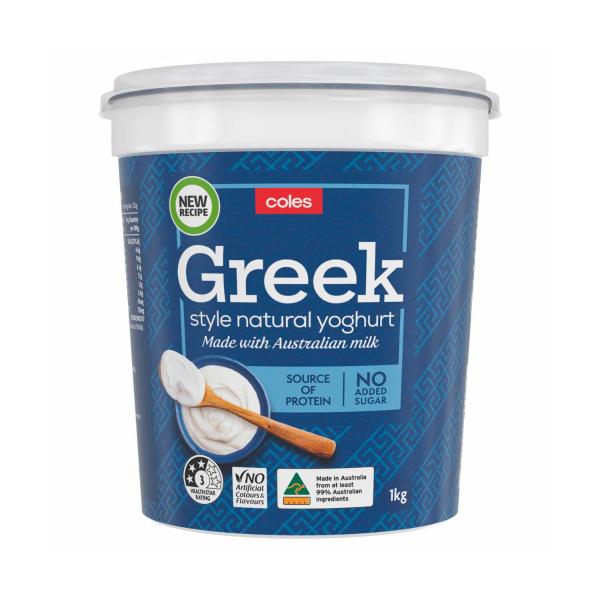 Coles Greek style yoghurt, one kilogram