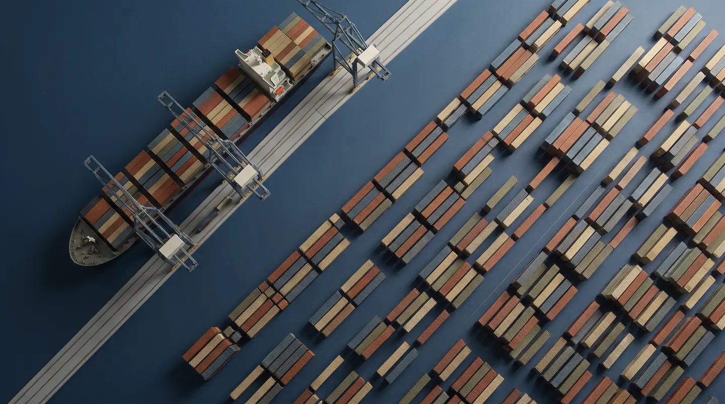 Aerial view of a container port