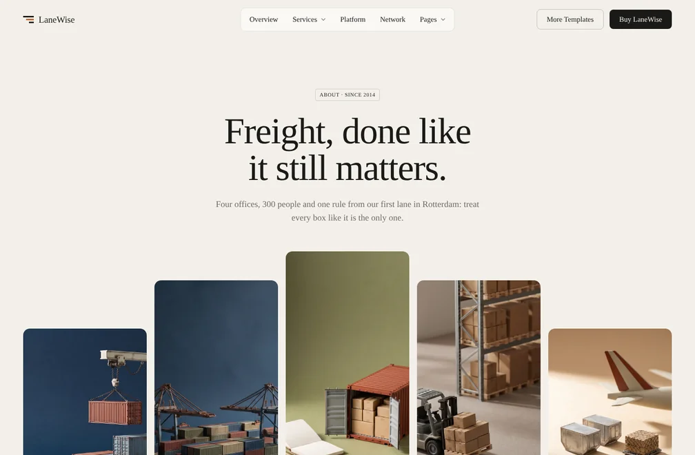 LaneWise About page hero with photo row