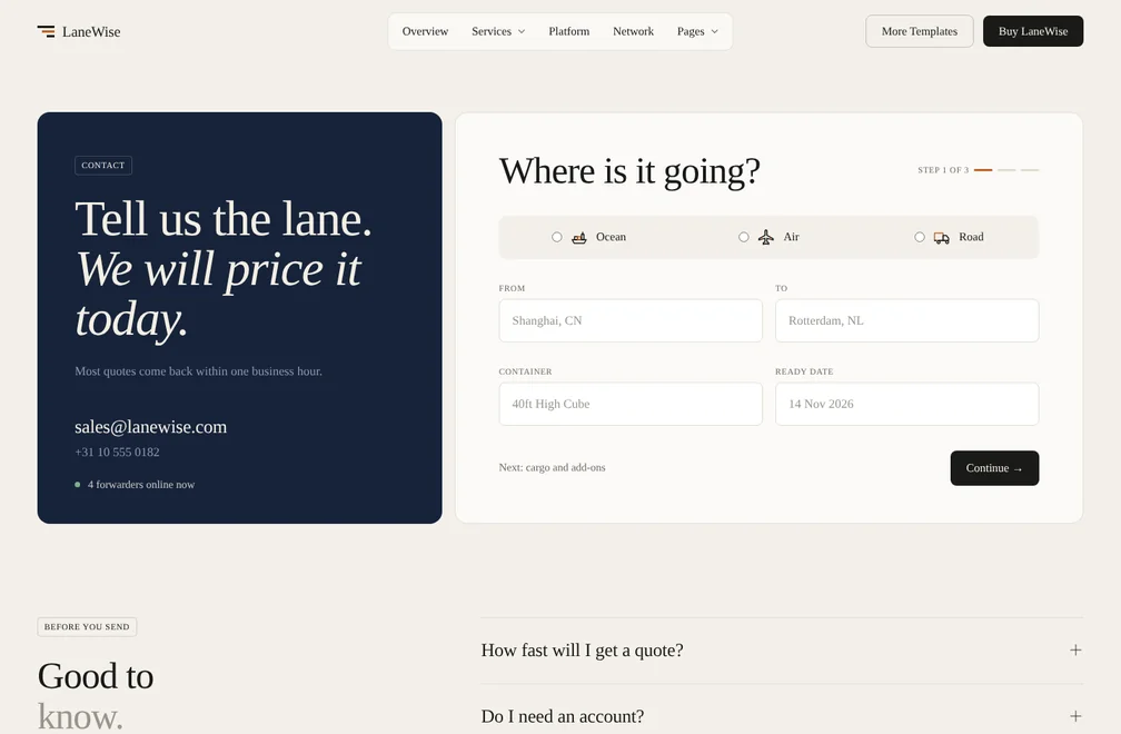 LaneWise Contact 1 page preview