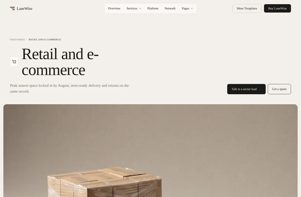 LaneWise Industry template page preview