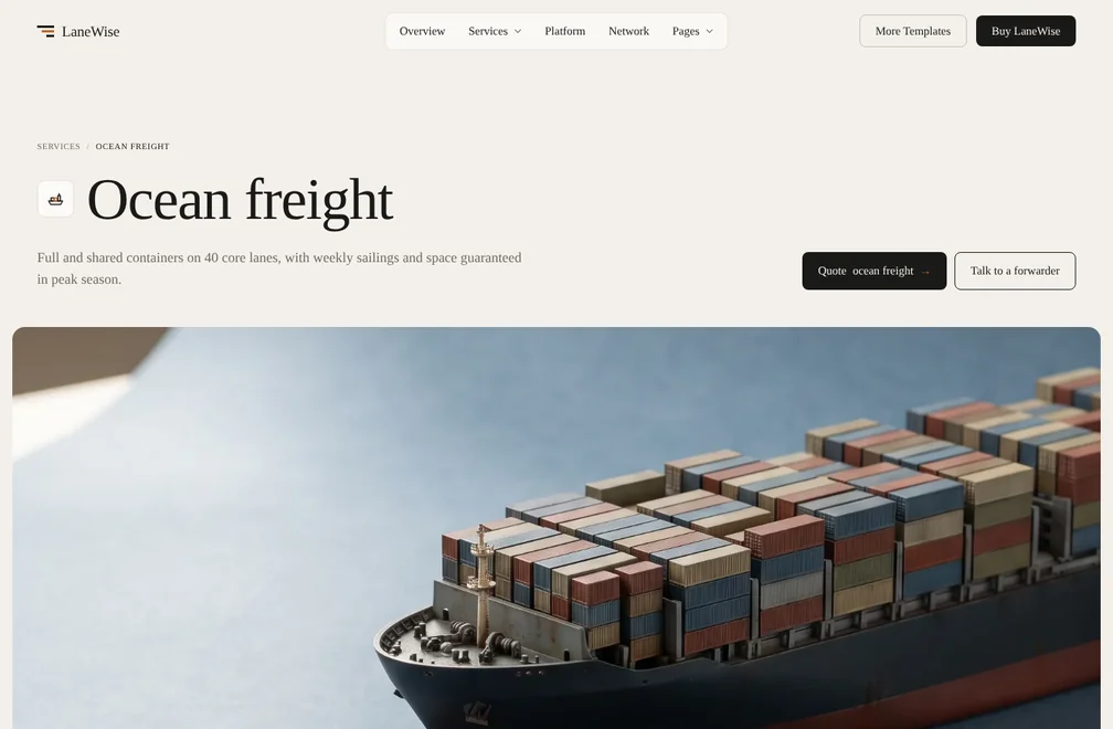 LaneWise Service template page preview