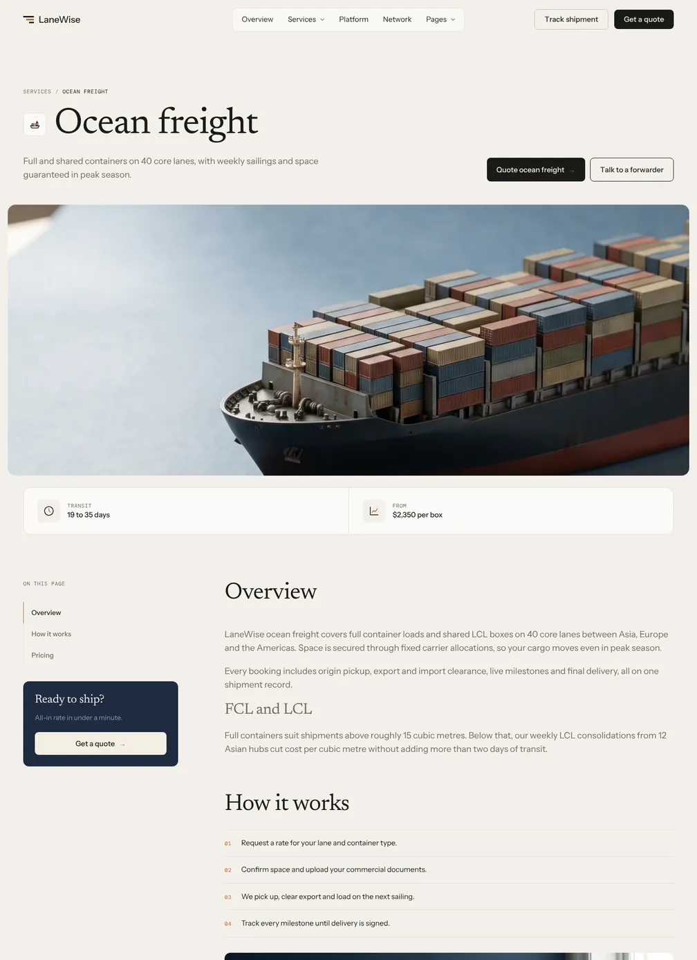 LaneWise Service CMS template preview