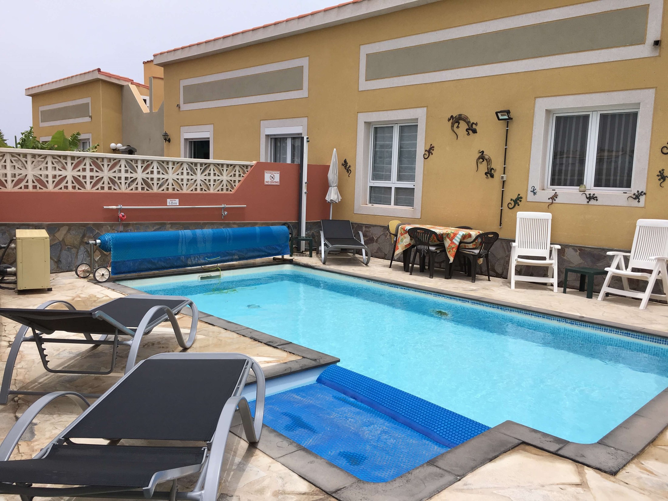 Private heated pool in front of the Azure Villas villa in Caleta de Fuste