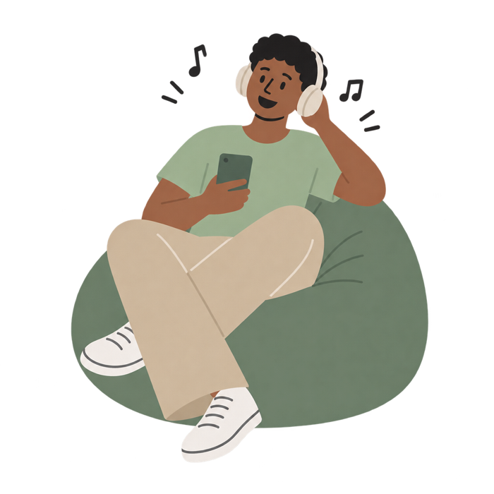 Illustration: Lehrer mit Kopfhörern