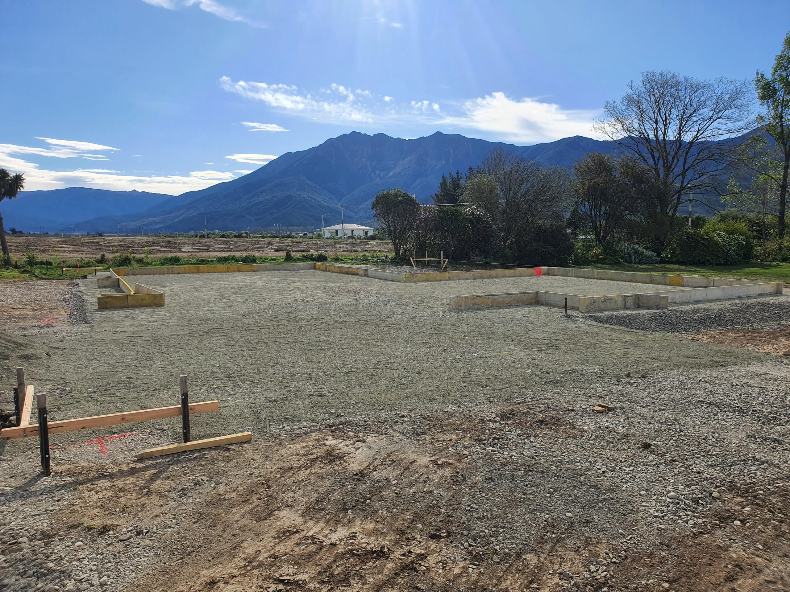 Building pad prepared and levelled near Renwick