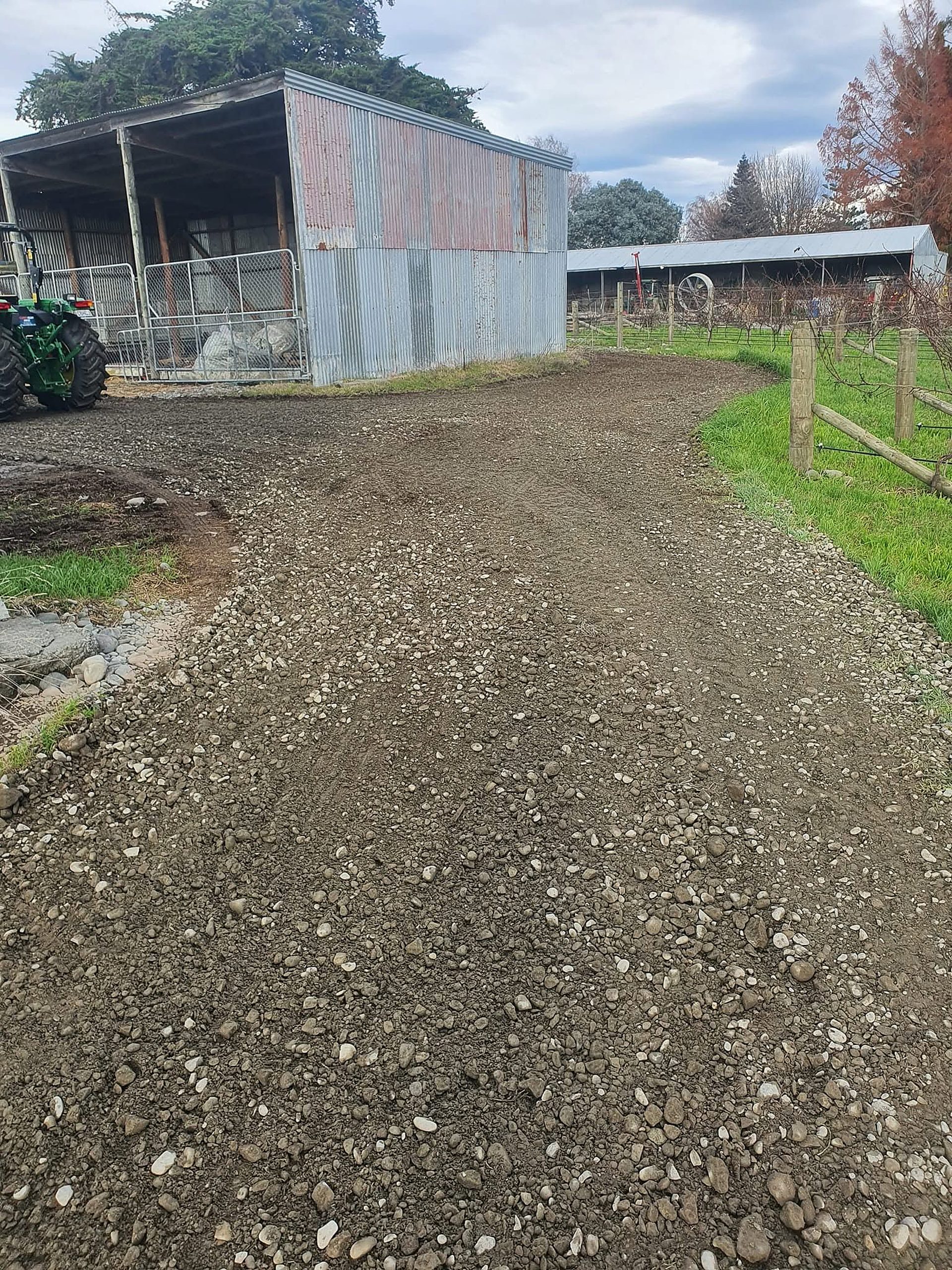 Metalled farm driveway graded by S.E Grading in Marlborough