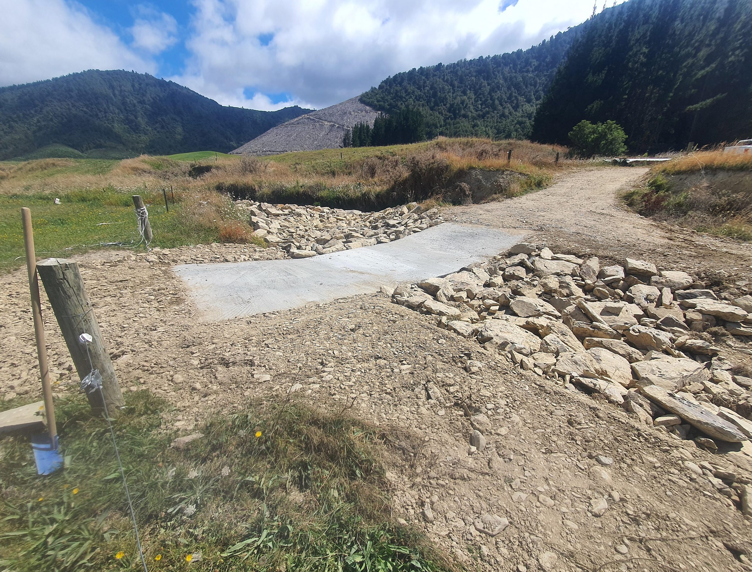 Concrete splash crossing on a Marlborough farm