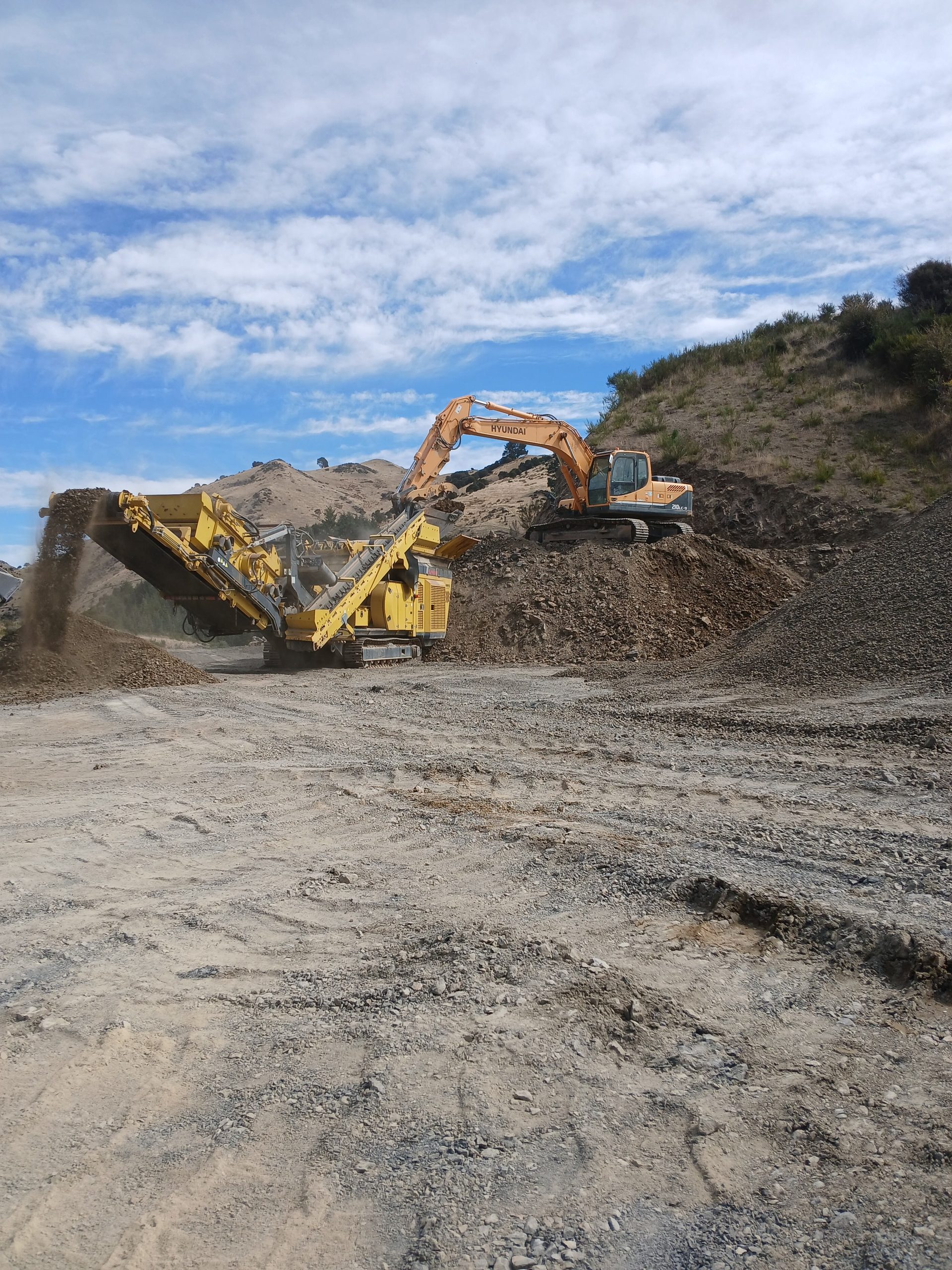 Crusher producing aggregate at the S.E Grading quarry