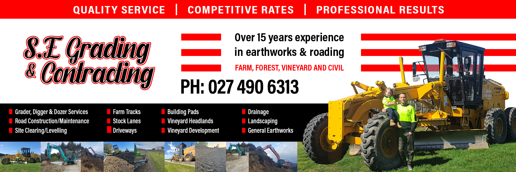S.E Grading machinery on a job in Marlborough