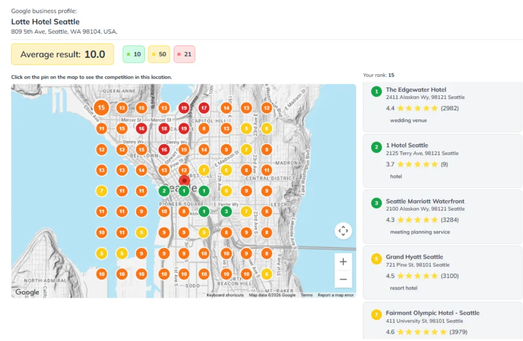 Google Maps local search results for a business