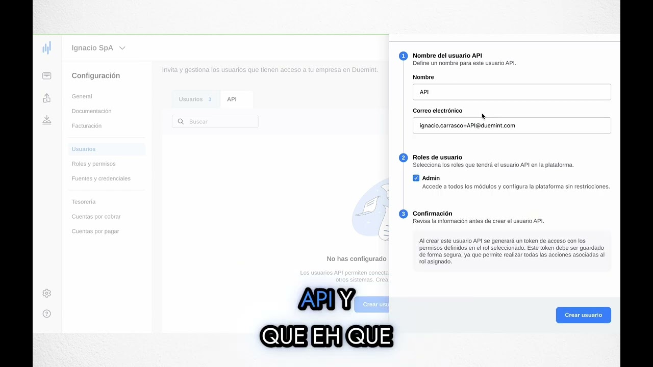 Tutorial: cómo crear un usuario API
