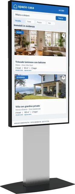 Totem Soft Vision 55 pollici con annunci immobiliari