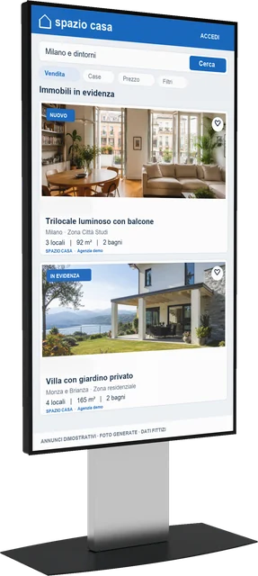 Totem Soft Vision 75 pollici con annunci immobiliari