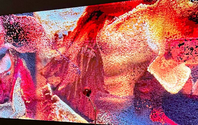 La stessa immagine su un ledwall a passo fine: nitida