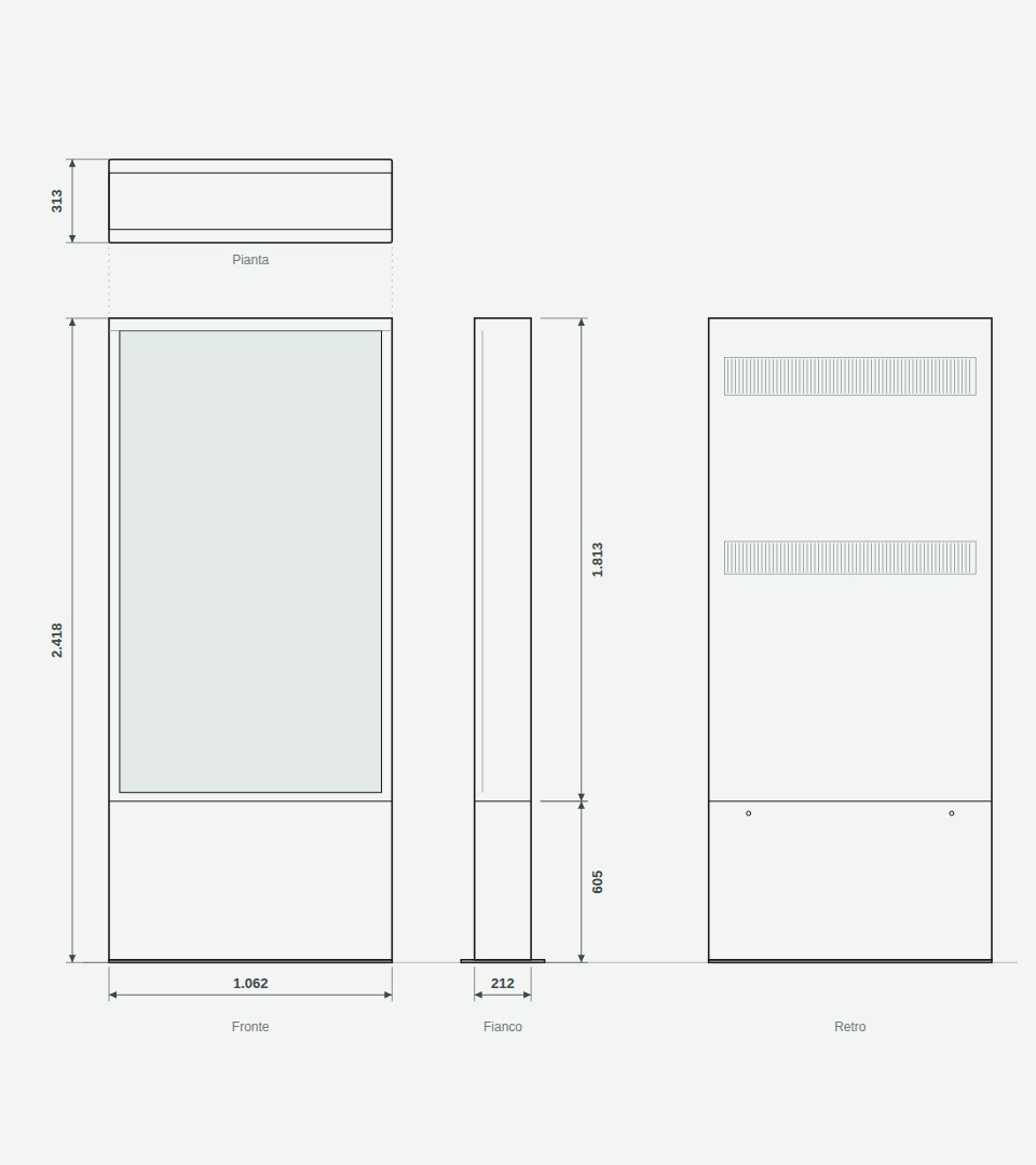 Technical drawing of City Vision 75" with dimensions