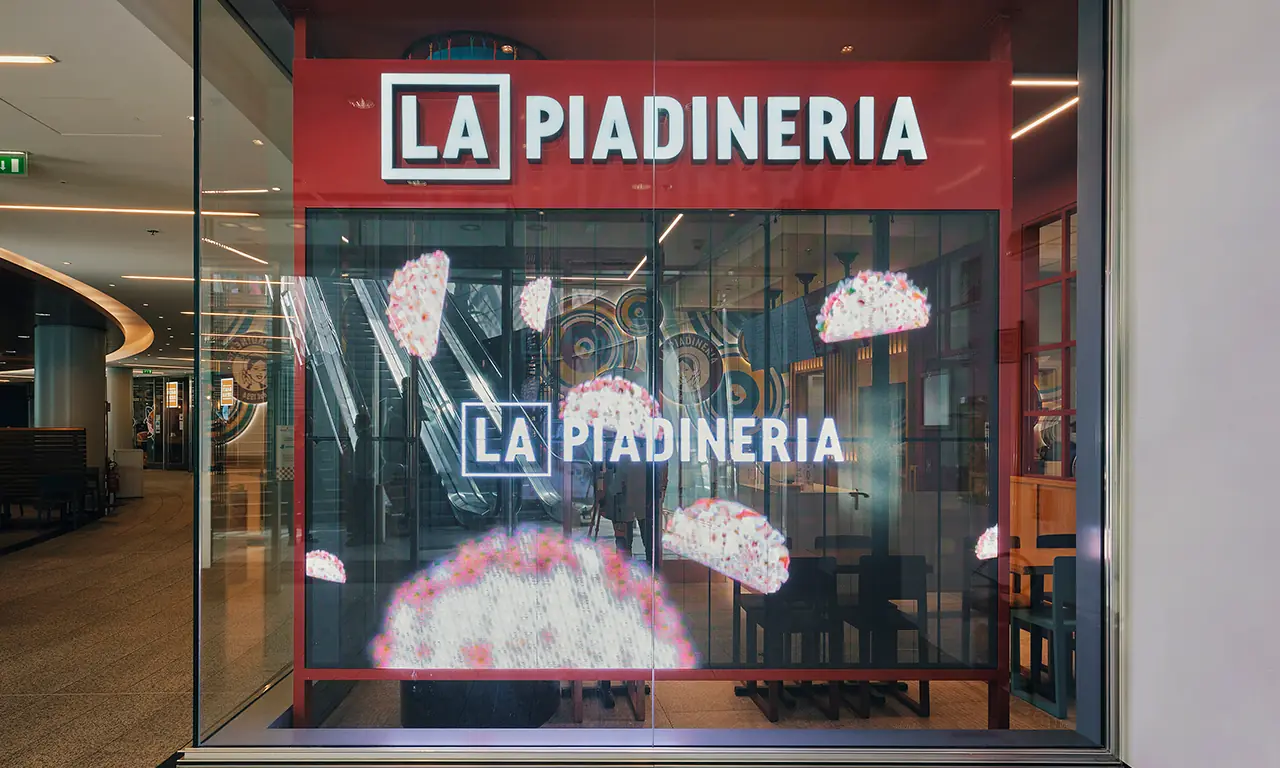 Videowall LCD in un ristorante La Piadineria