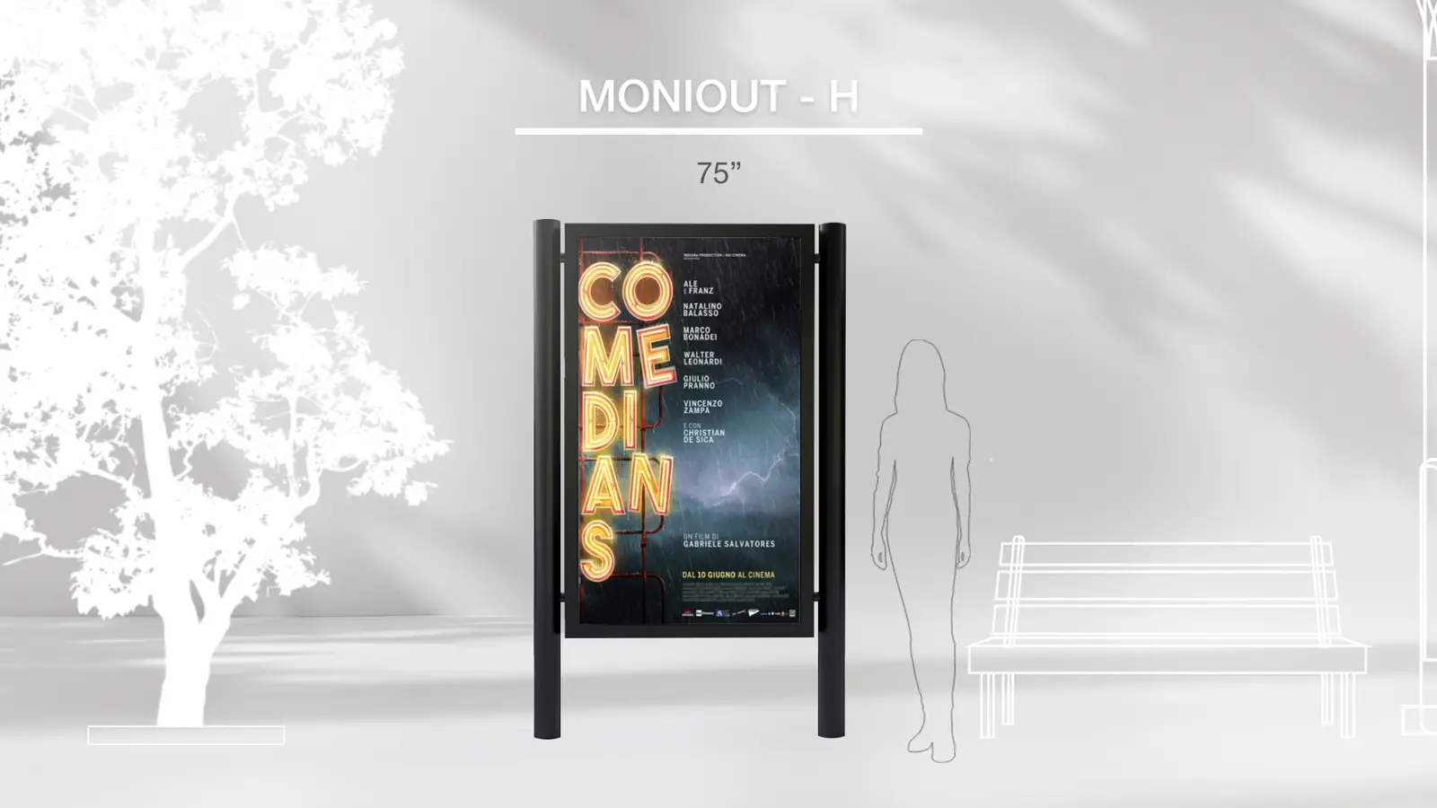 Outdoor monitor Moniout H installation simulation