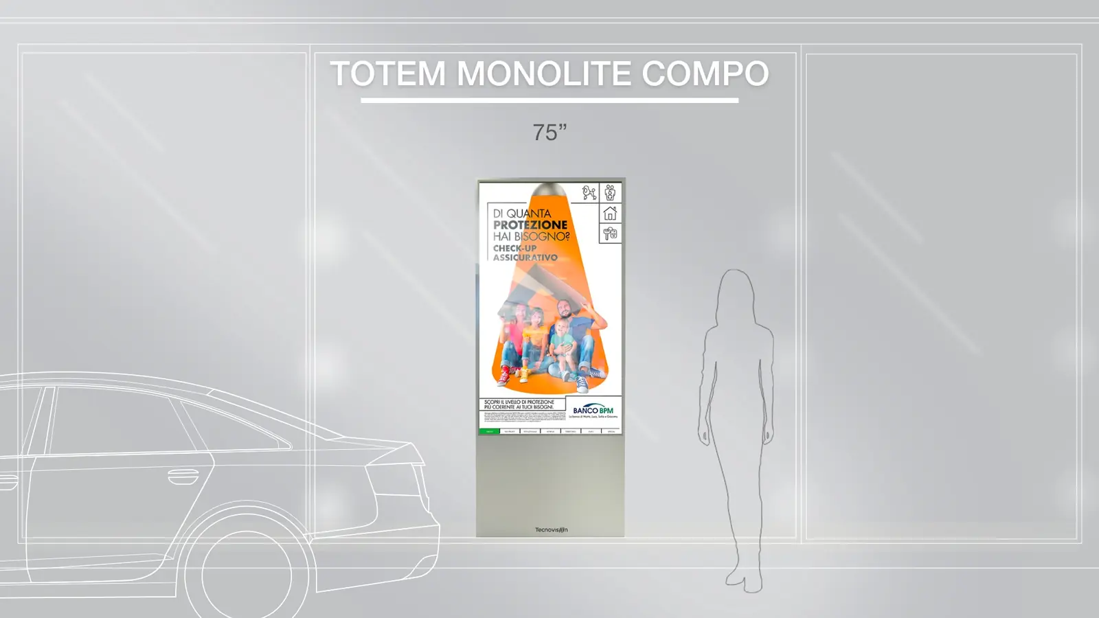 Totem Monolite Compo 75-inch installation simulation