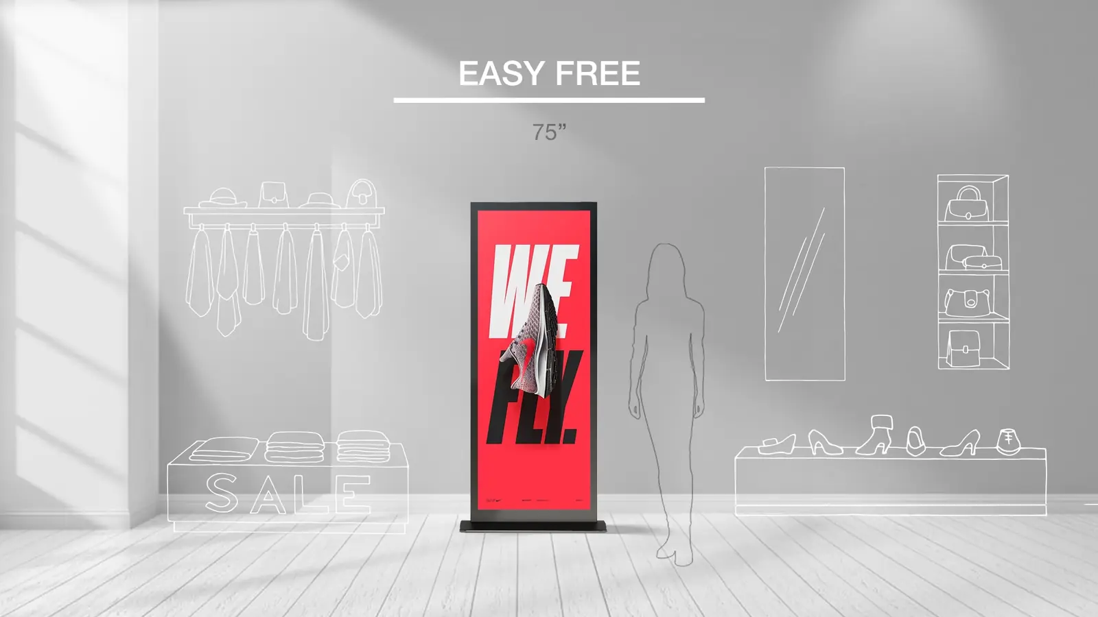 Totem Easy Free 75-inch installation simulation