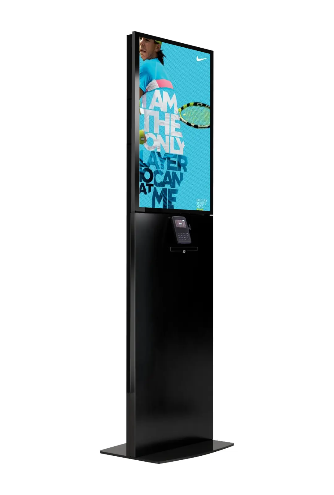 Kiosk totem Single Taller 32-inch, three-quarter view