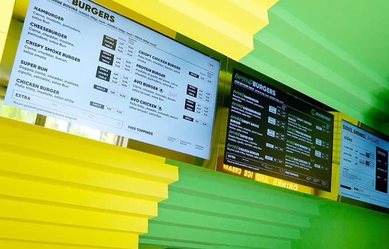 Bun Burger digital signage menuboard