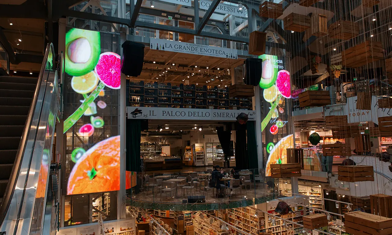 Eataly: Transparent ledwall