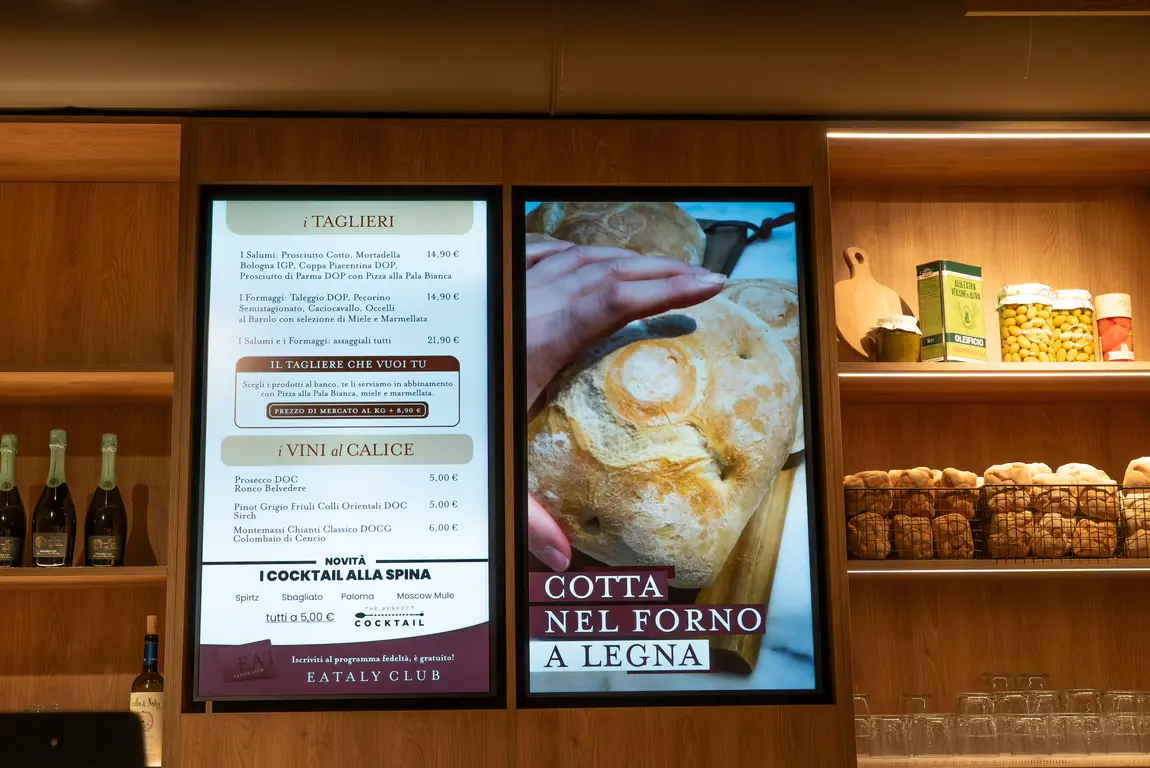 Eataly: FluidNext integrato negli schermi – progetto Tecnovision, foto 2